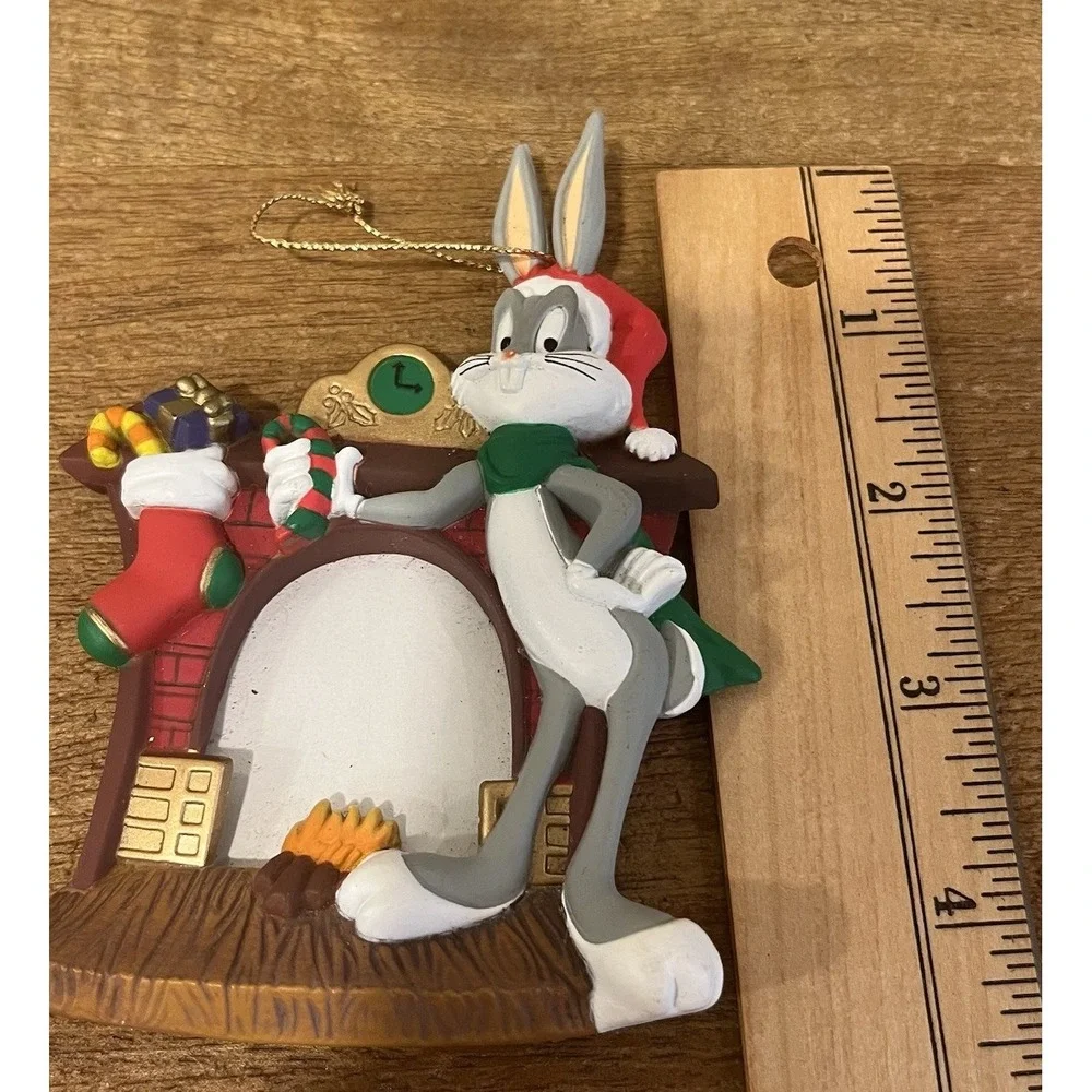 1997 Warner Bros Bugs Bunny Christmas Photo Frame Ornament Looney Tunes Vintage